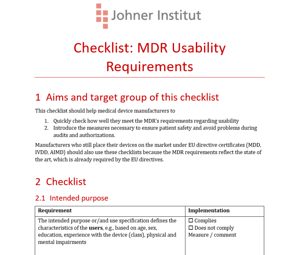 The MDR s Usability Requirements